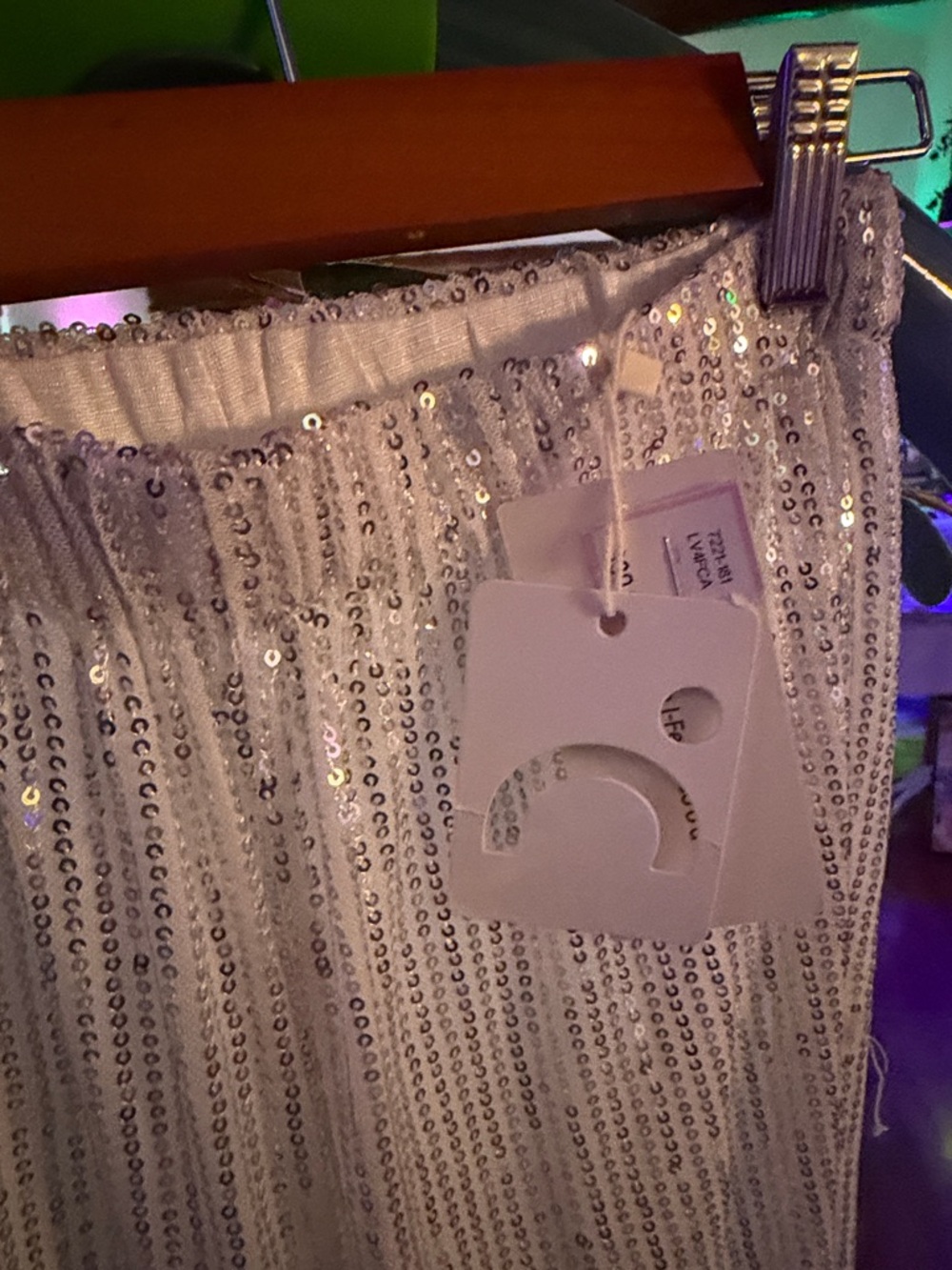 Commense Silver Sequin Wide-Leg Pants - Picture 4 of 5